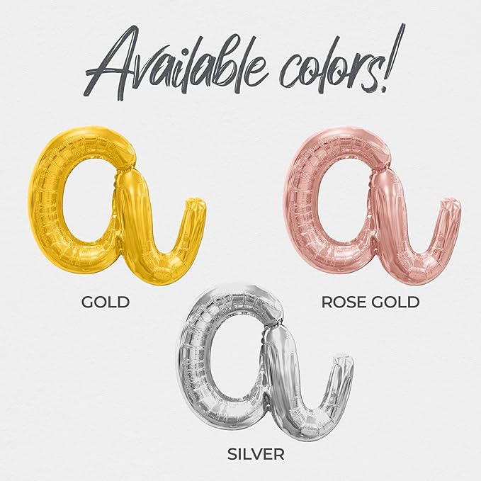 Cursive Script Letter Balloons - TWO 16" Inch Alphabet Letters Foil Mylar Balloon 2nd Birthday Party Banner (Gold)