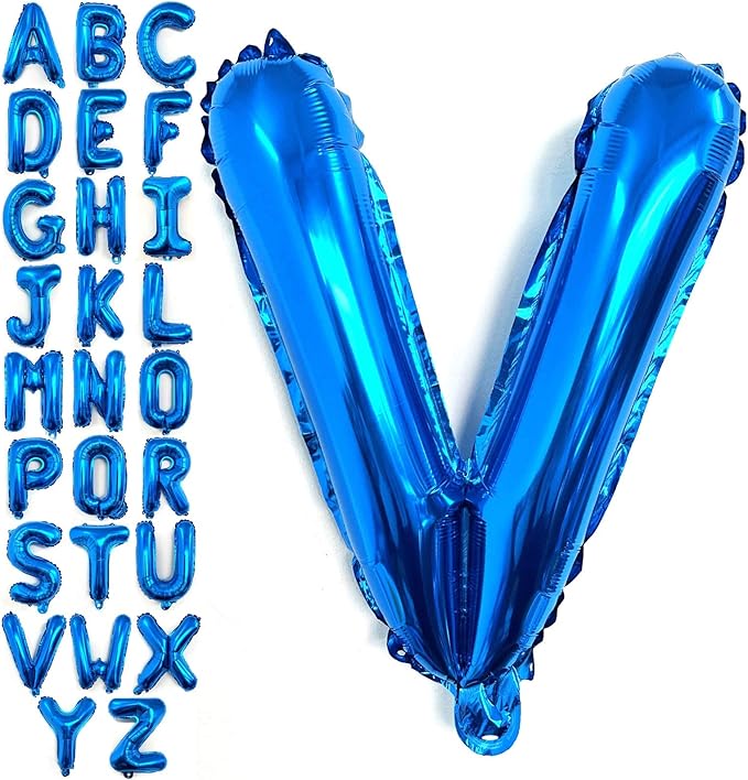 Lovoir 40 Inch Large Blue Letter V Balloons Big Size Jumbo Mylar Foil Helium Balloon for Birthday Party Celebration Decorations Alphabet Blue V