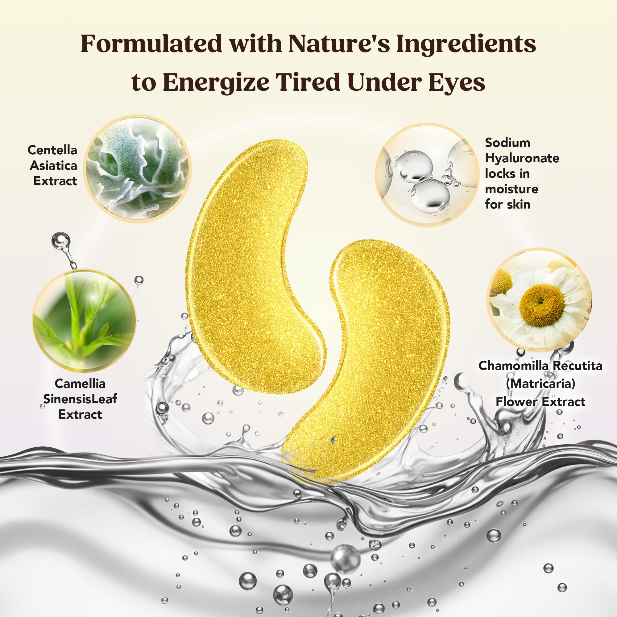 DERMORA Golden Glow Under Eye Patches - 100 Pairs Individually Packed