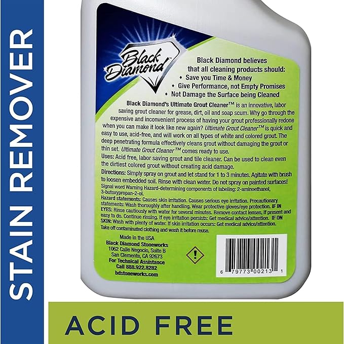Ultimate Grout Cleaner for Tile Floors Blasts Away Years of Dirt and Grime. Heavy Duty Spray Cleaning Solution. Safe for Colored Grout and Natural Stone. Professional Results 2-QTS W Brush