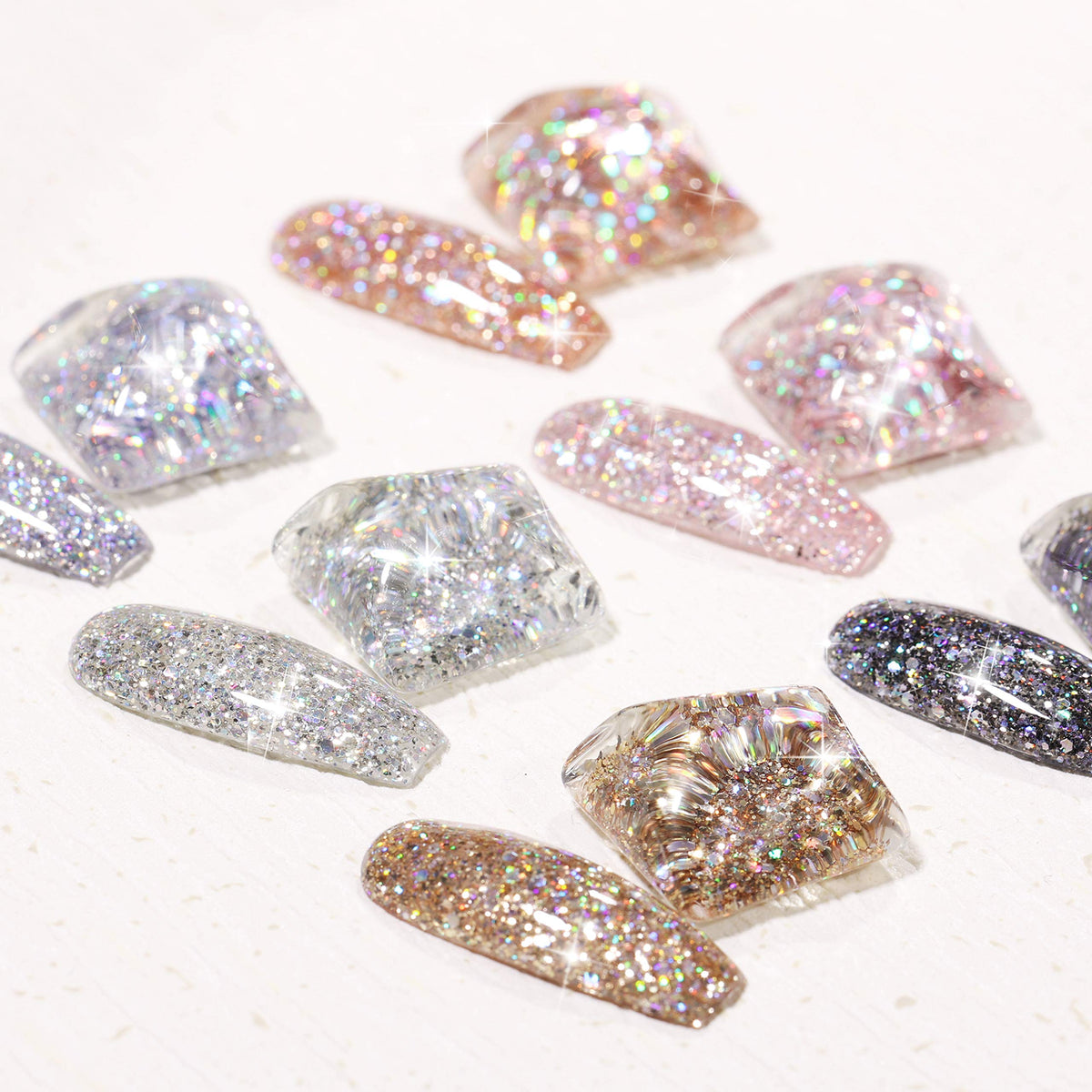 GAOY Chrome Platinum Glitter Nail Polish Set, 6 Colors Including Sparkly Shiny UV LED Soak Off Black Silver Pink Gel Polish Kit Home DIY Manicure Nail Salon Varnish