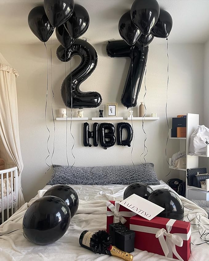 17 Balloon Number, Black Number 17th Birthday Balloons 40 Inch, Sweet 17 Years Old Black Birthday Decorations for Boys Girls, 17th Anniversary Decorations