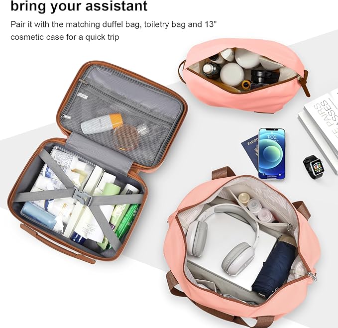 Joyway Luggage Set 7 Piece Suitcase Sets with Spinner Wheel,Hardside Expandable Travel Laggage with TSA Lock(18/20/24/28 Pink)