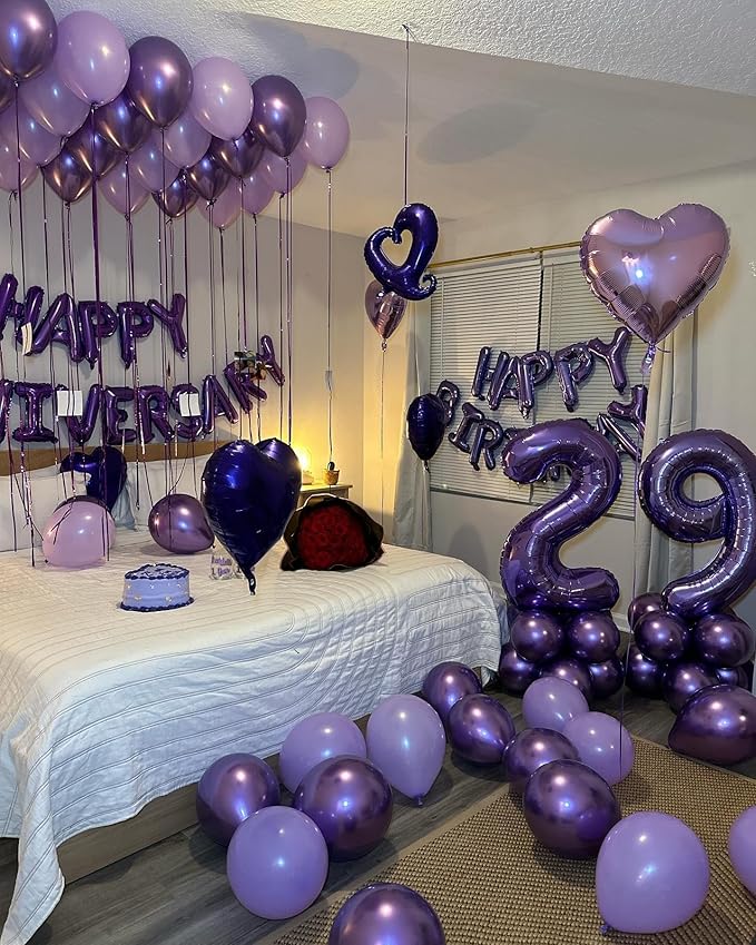 10 Balloon Number, Purple Number 10th Birthday Balloons 40 Inch, 10 Years Old Purple Birthday Decorations for Boys Girls, 10th Anniversary Decorations