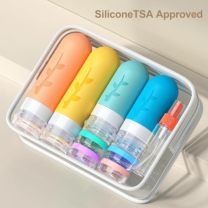 18pack Travel Bottles for Toiletries:Silicone TSA Approved-Containers for Toiletries,Leak Proof Refillable Liqus Shampoo And Conditioner Essentials toiletry Bottles