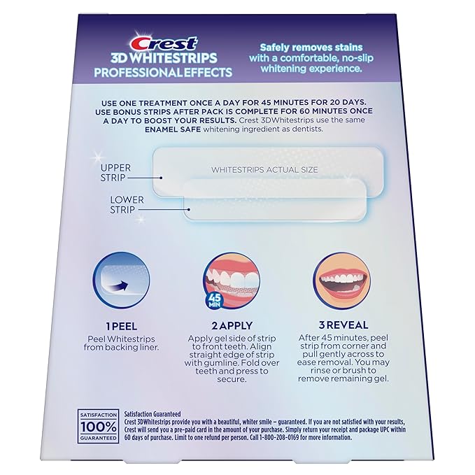 Crest 3D Whitestrips Professional Effects – Teeth Whitening Kit, 22 Treatments (20 + 2 Bonus), Each with 1 Upper/1Lower, 44 Strips – Crest 3DWhite Teeth Whitening Strips