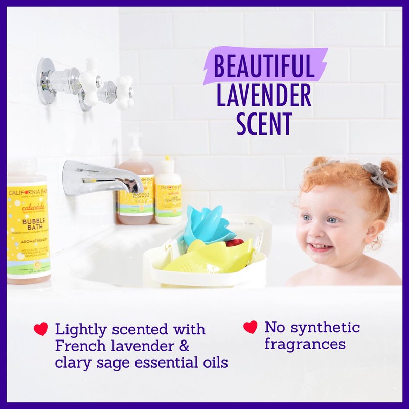 California Baby Calendula Bubble Bath | 100% Plant-Based Kids Bubble Bath | Soothing Lavender Baby Bubble Bath | Free Bubble Wand | 384 mL / 13oz