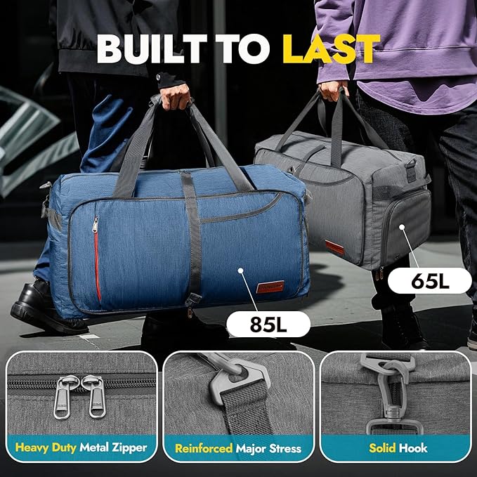 Canway 115L Travel Duffel Bag, Foldable Weekender Bag with Shoes Compartment for Men Women Water-proof & Tear Resistant