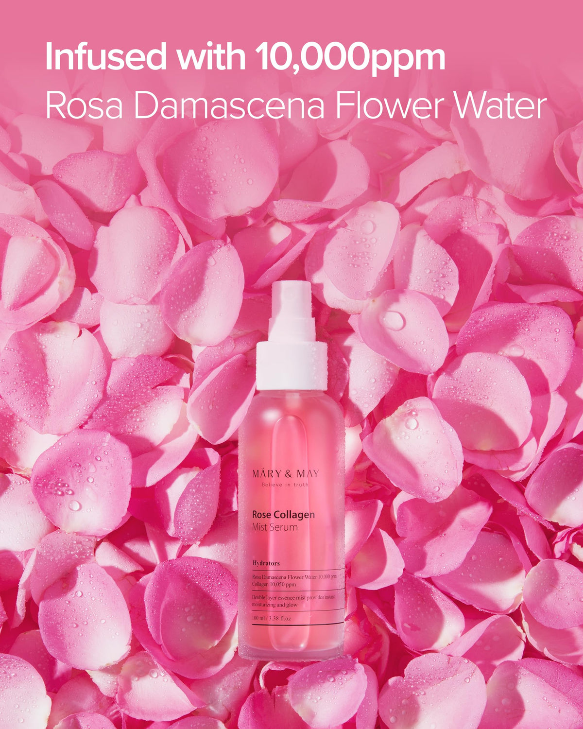 Mary&May Rose Collagen Double-Layer Oil + Water Face Mist, 3.38 fl.oz