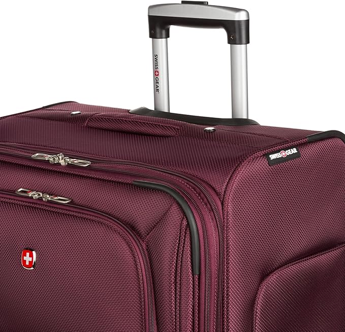 SWISSGEAR Sion Softside Expandable Spinner Luggage Durable Lightweight Travel Suitcase, Merlot, 3-Piece Set (21/25/29)