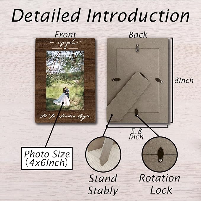 Wedding Engagement 4x6 Picture Frame, Just Engaged Photo Frame, Wedding Gifts for Newlyweds Couples Wife Husband, Newly Engaged Wedding Photo Frames for Desk Decor