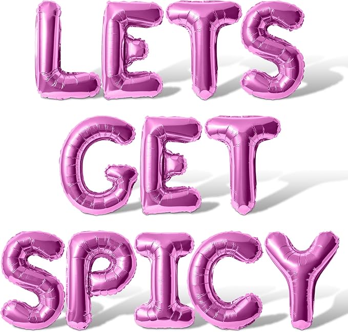 Letter Balloons - LETS GET SPICY 16" Inch Alphabet Letters Foil Mylar Balloon Bachelorette Party Banner (Pink)