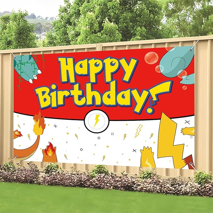 Birthday Party Decorations Backdrop Banner Red, White, Blue, Yellow, Cute Theme 5X3FT Happy Birthday Decorations Supplies Photography Background