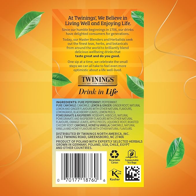 Twinings Herbal Tea Variety Pack, 20 Count (Pack of 2), Formerly Assorted Herbal, Includes 5 Flavours, Naturally Caffeine-Free, Enjoy Hot or Iced, 20 Teabags