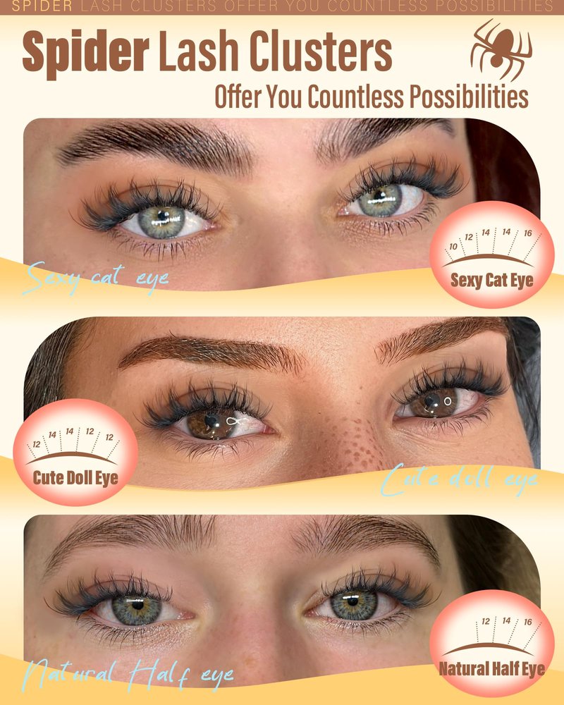 Spider Lashes Clusters Kit Natural Eyelash Clusters Kit Wispy Cluster Eyelash Extensions CD-Curly Breeze Cluster Lashes Kit Wispy Individual Lashes Kit With Lash Bond&Seal, Lash Tweezers by Zegaine