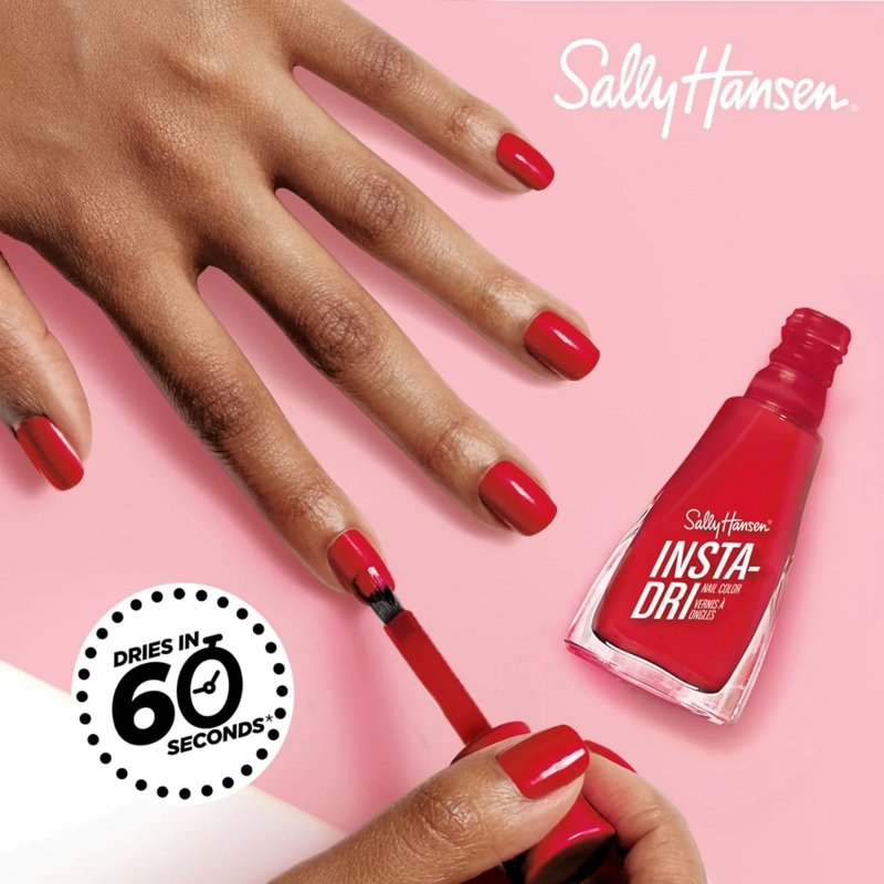 Sally Hansen Insta-Dri Holiday Nail Polish | Quick Dry, Long Lasting, Streak-Free Shine | Semi-Opaque, Glittery | Sparks Fly | Red and Gold Glitter Nail Color