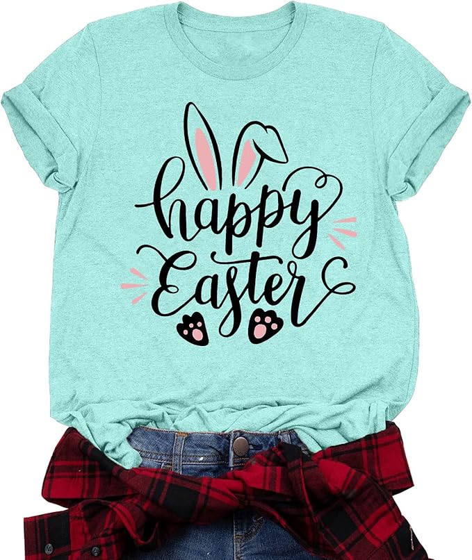 LAZYCHILD Women Easter Teacher Shirts: Funny Treat All with Kindness T-Shirt Bunny Rabbit Tee Tops