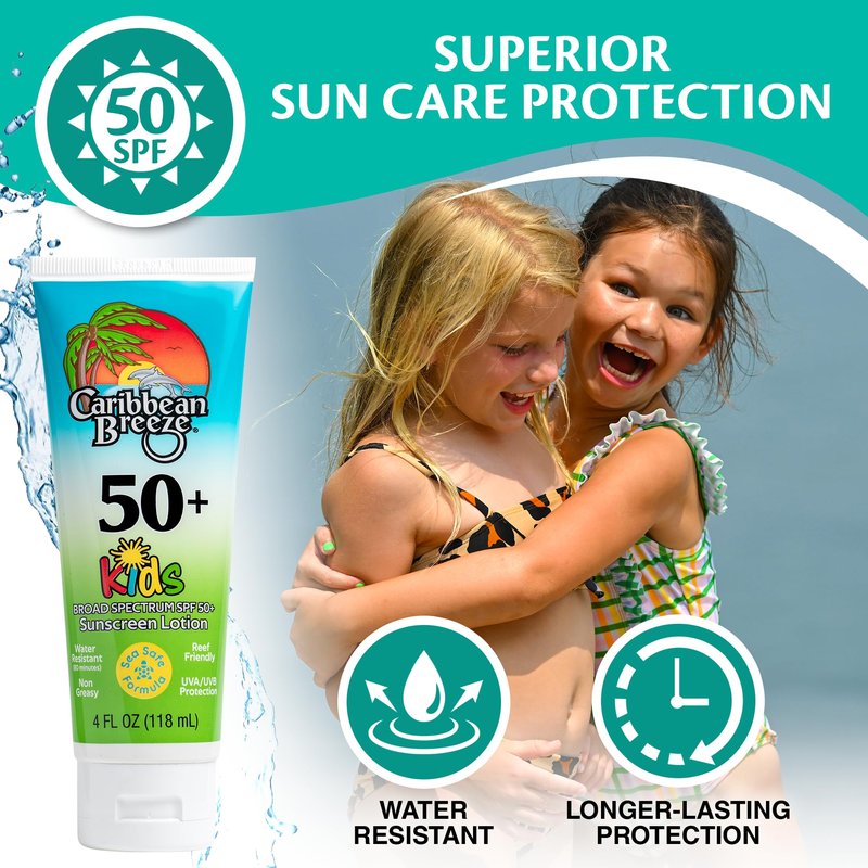 Reef Friendly Kids Sunscreen SPF 50, Mango Lime Scent Body Lotion, Rich in Anti-Oxidants, Water Resistant Up to 80 Minutes, Broad Spectrum, 4 oz, 2 Pack