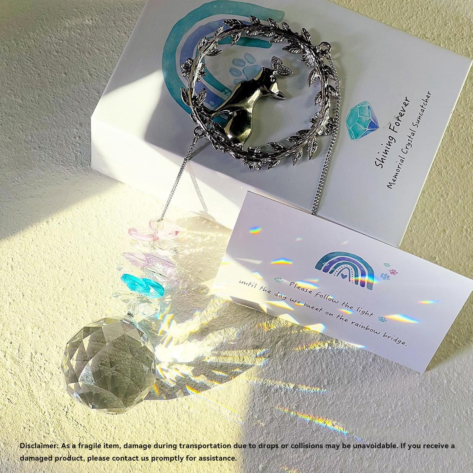 Cat Memorial Gifts for Loss of Cat, Cat Sympathy, Pet Memorial Suncatcher
