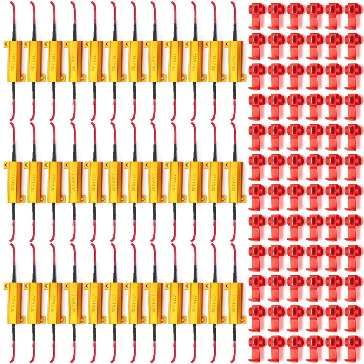 Xuhal 36 Pack 50W 6ohm Load Resistor Turn Signal LED Kit Fix Fast Flash Blink Error Code Flickering Resistor for LED Lights Bulb