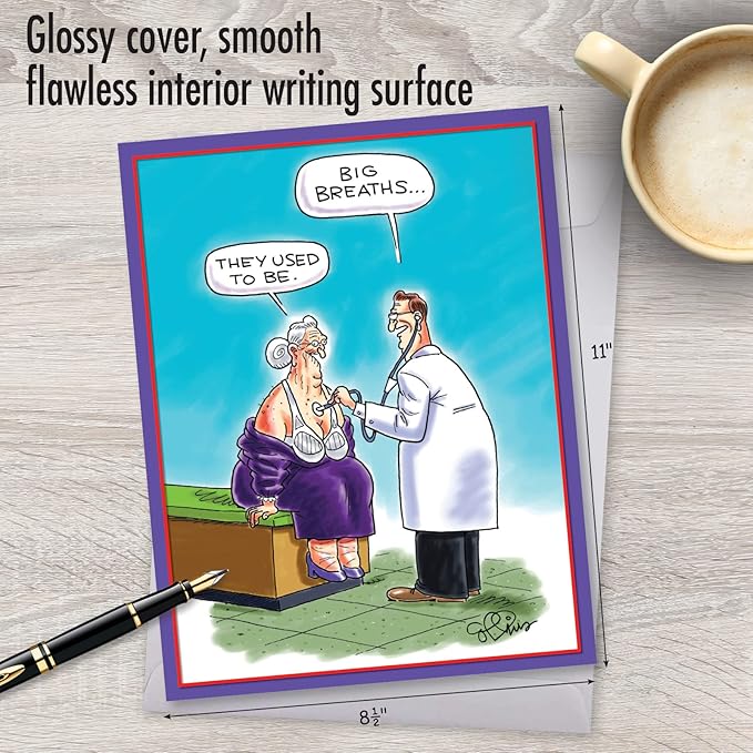 NobleWorks Jumbo Hysterical Birthday Greeting Card From Us 8.5 x 11 Inch with Envelope (1 Pack) Big, Jumbo Bday Big Breaths J4813BDG-US