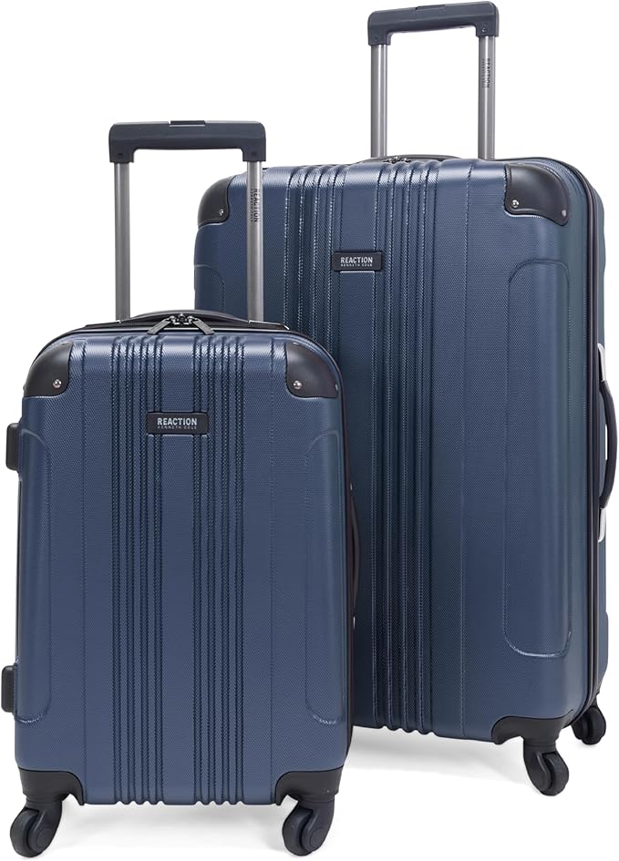 Kenneth Cole REACTION Out of Bounds Lightweight Hardshell 4-Wheel Spinner Luggage, Naval, 2-Piece Set (20" & 28")