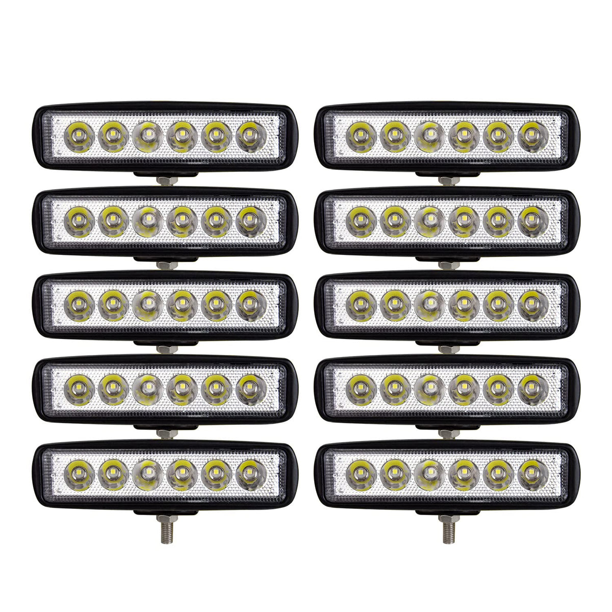 Willpower 10pcs 18W 6 Inch LED Work Light Spot Beam Single Row LED Light Bar 12V 24V Super Slim Offroad Driving Lights Fog Lamps