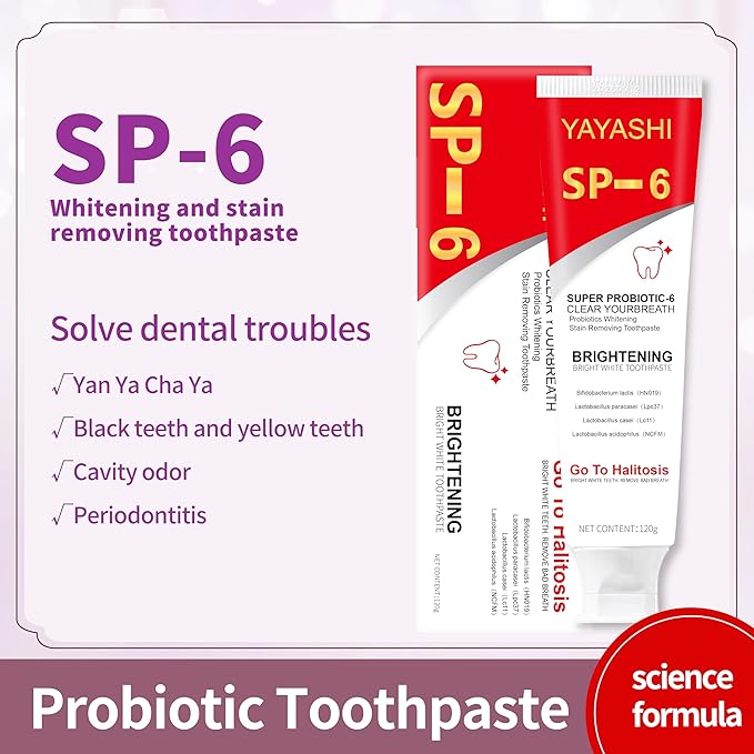 SP-6 Toothpaste, Ultra Whitening, Deep Cleaning and Fresh Breath, Fresh Breath, Stain Removing Toothpaste for Teeth Color Correcting (1Pcs-120g)