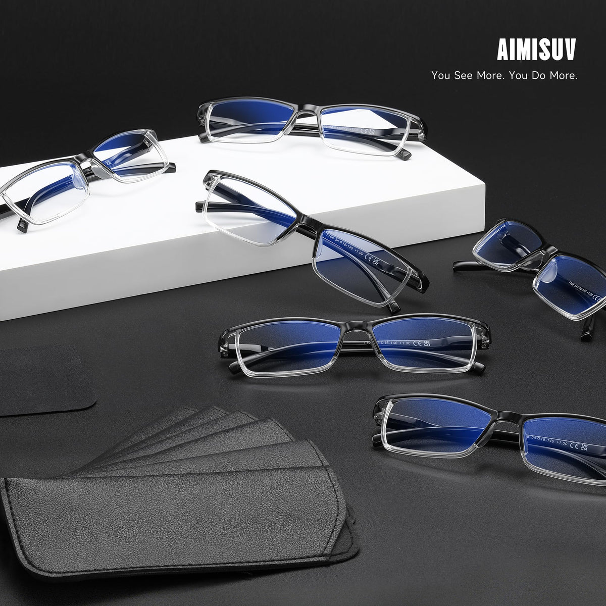 AIMISUV 6Pack Reading Glasses Men, Spring Hinge Blue Light Blocking Readers, Lightweight TR90 Computer Magnifying Eyeglasses (3.25X)