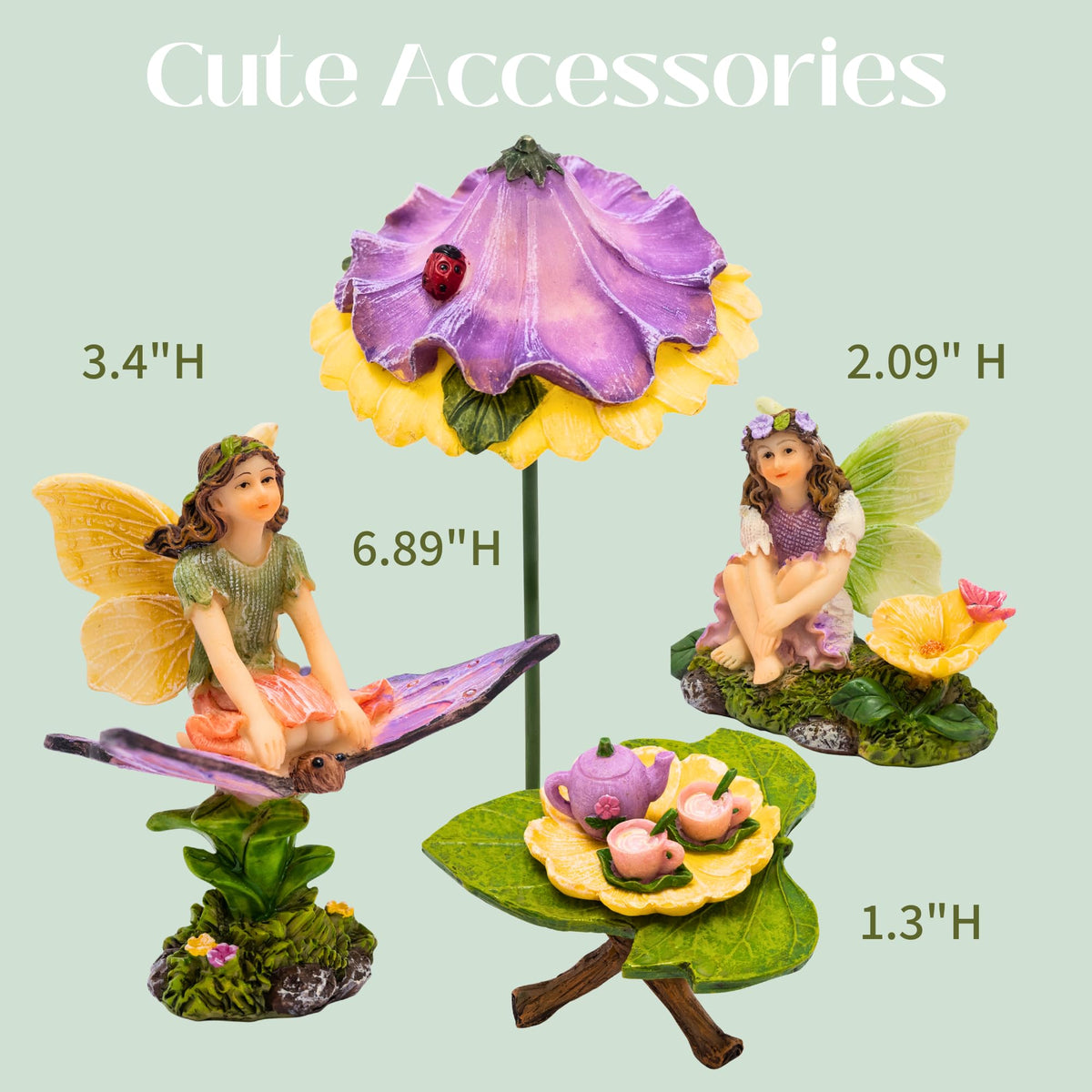PRETMANNS Fairies for Fairy Garden Accessories Outdoor Kit, 7 Pieces