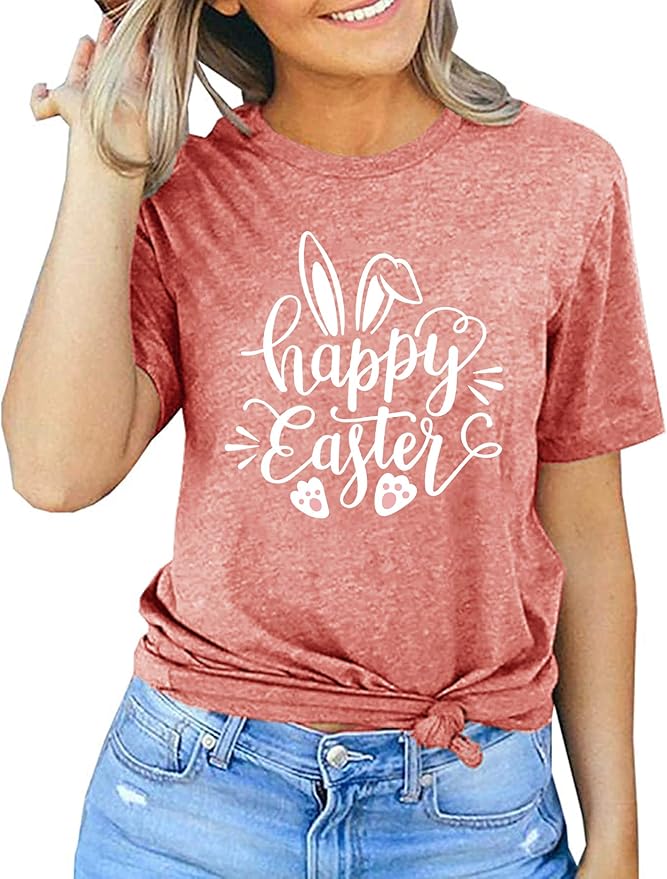 LAZYCHILD Women Easter Teacher Shirts: Funny Treat All with Kindness T-Shirt Bunny Rabbit Tee Tops
