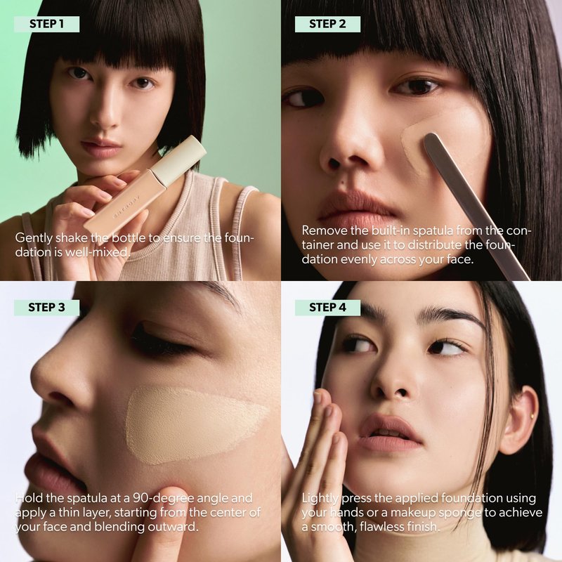 ENTROPY MAKEUP Organza Fit Spatula Foundation, Sheer to Medium Coverage, Built-In Spatula Applicator, Natural Finish, Flawless Skin, Long-Lasting Ultra Lightweight, Korean Makeup, #22.8
