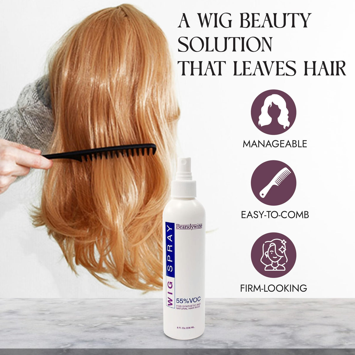 Brandywine Non-Aerosol Wig Spray for Synthetic & Natural Hair Wigs, 3 Pack