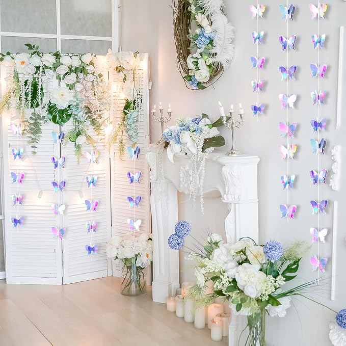 Zonon 12 Pieces 3D Butterfly Hanging Garlands Decoration Butterfly Paper Party Streamers Backdrop for Wedding Birthday Fairly Baby Shower Holiday Party Decorations (2.8 x 2.4 Inches)
