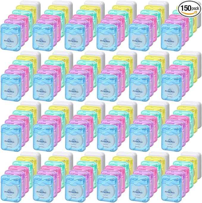 Honeydak 150 Pack Dental Floss Bulk Mint Flavored Floss 50m Each Travel Dental Floss Oral Care for Teeth and Gum Protection (Multicolor)