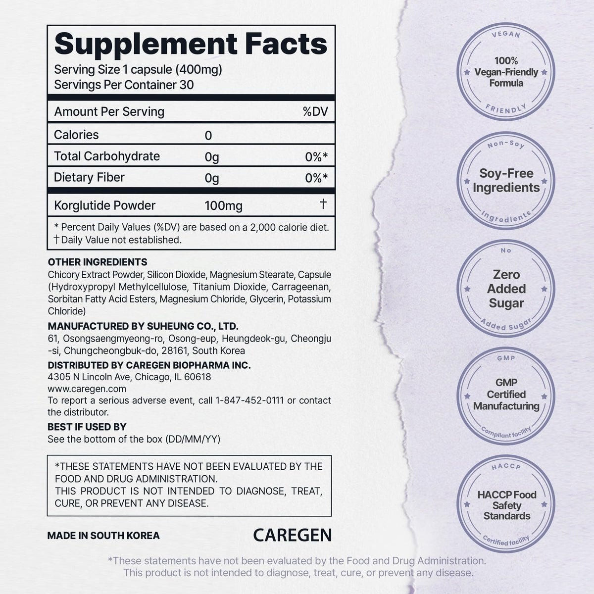 Korglutide Daily Capsules Support Healthy Body Composition Daily Satiety Appetite & Lifestyle Support Formula (30 Count)