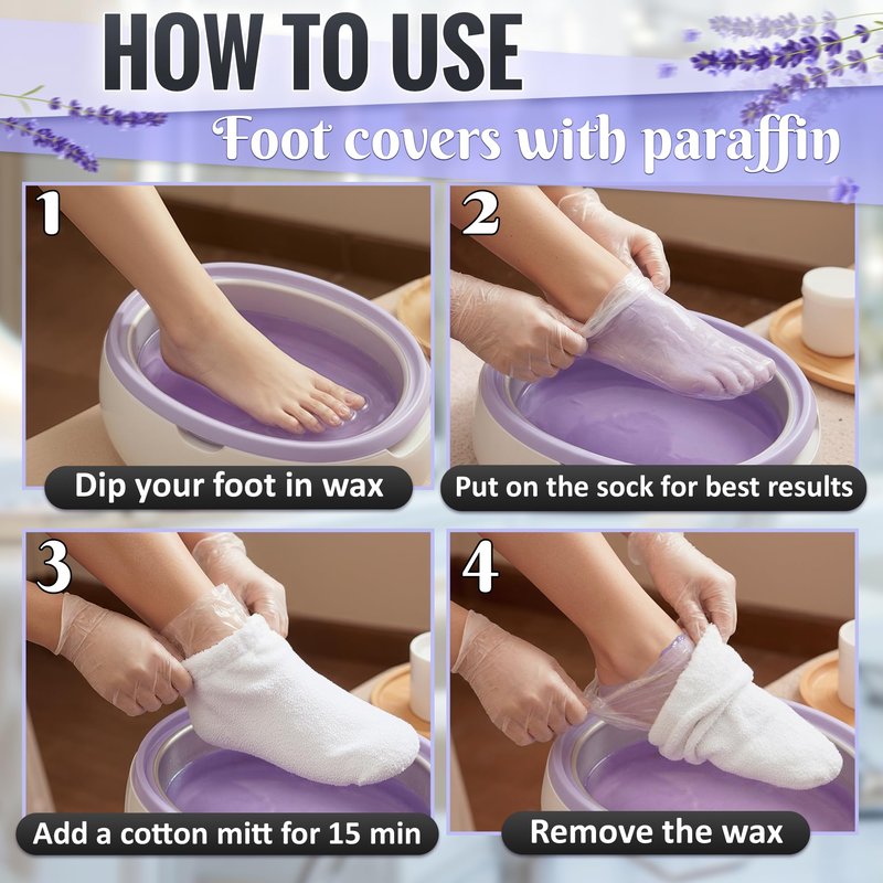 200 Pcs Plastic Socks for Moisturizing Feet with 200 Stickers for Secure Fit – Leak-Proof Foot Gloves with Ribbed Anti-Slip Design – Plastic Foot Covers for Self Care & Gifting | Paraffin Wax Bags