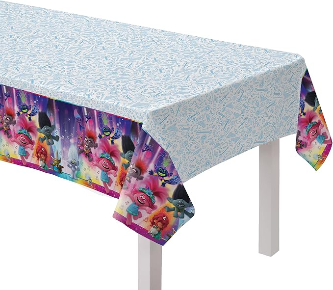 Trolls World Tour Party Plastic Table Cover - 54" x 96" (1 Pc) - Disposable Multicolor Tablecloth - Perfect for Kids' Celebrations