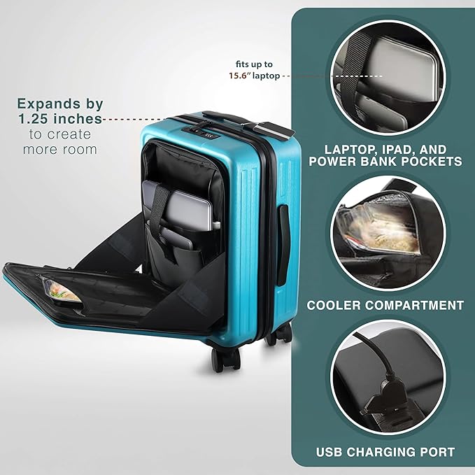 TRAVELARIM Luggage Sets 3 Piece, 20 Inch Carry on Luggage and 28 Inch Suitcases with Wheels Spinner, Durable Hard Shell Suitcase Set, Expandable Travel Suitcase, Teal