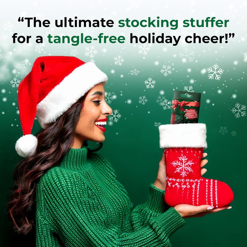 UNbrush Mini Holiday Hair Brush for Pain-Free Brushing On All Wet/Dry Hair Types — Mini UNbrush Detangling Brush with Durable Anti-Static Bristles, Lightweight & Vented — Christmas Hair Care Gifts