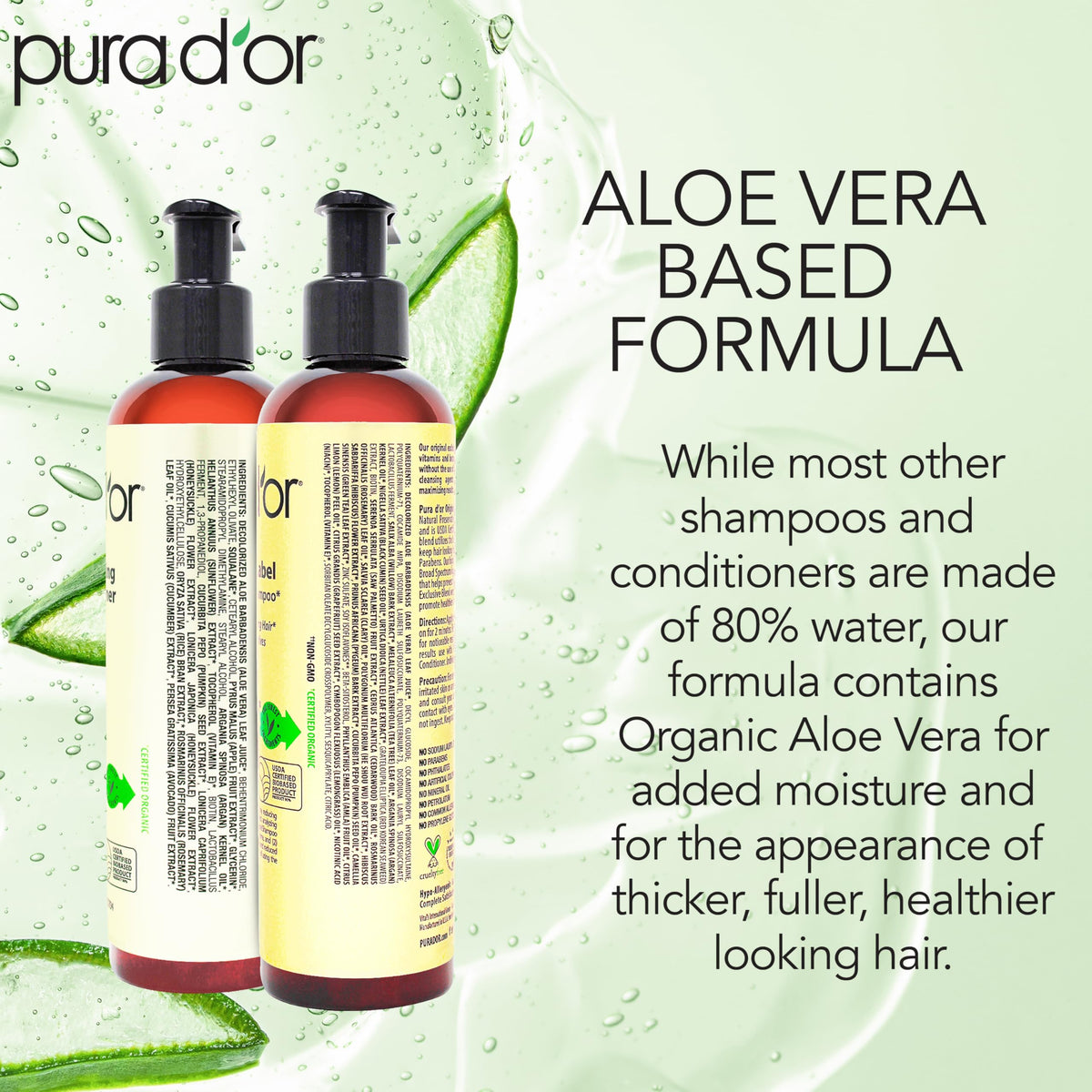 PURA D'OR Anti-Thinning Biotin Shampoo & Hair Regrowth Conditioner, CLINICALLY TESTED Effective Results, Thickening Herbal Blend For Women & Men, Original Gold Label Set, Natural Earthy Scent, 8oz x2