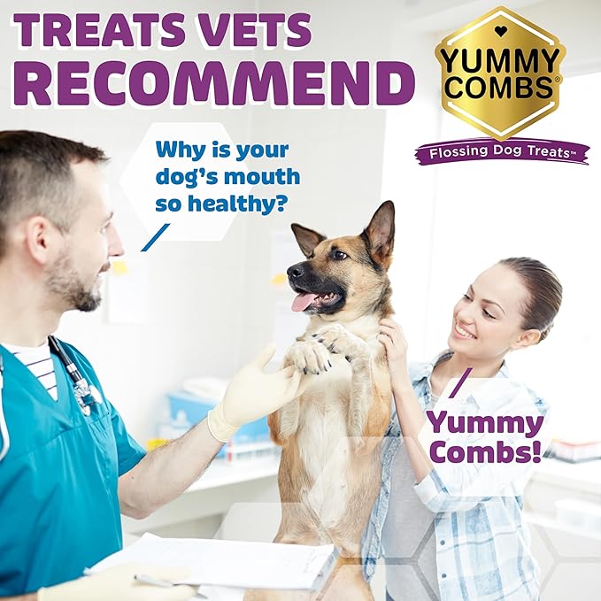 Yummy Combs Dog Dental Treats – Vet VOHC Approved – Delicious Chicken Protein – Removes Tartar with Cleaning Comb Shape – Dental Dog Treats for Large Dogs (36oz, 27 Count)