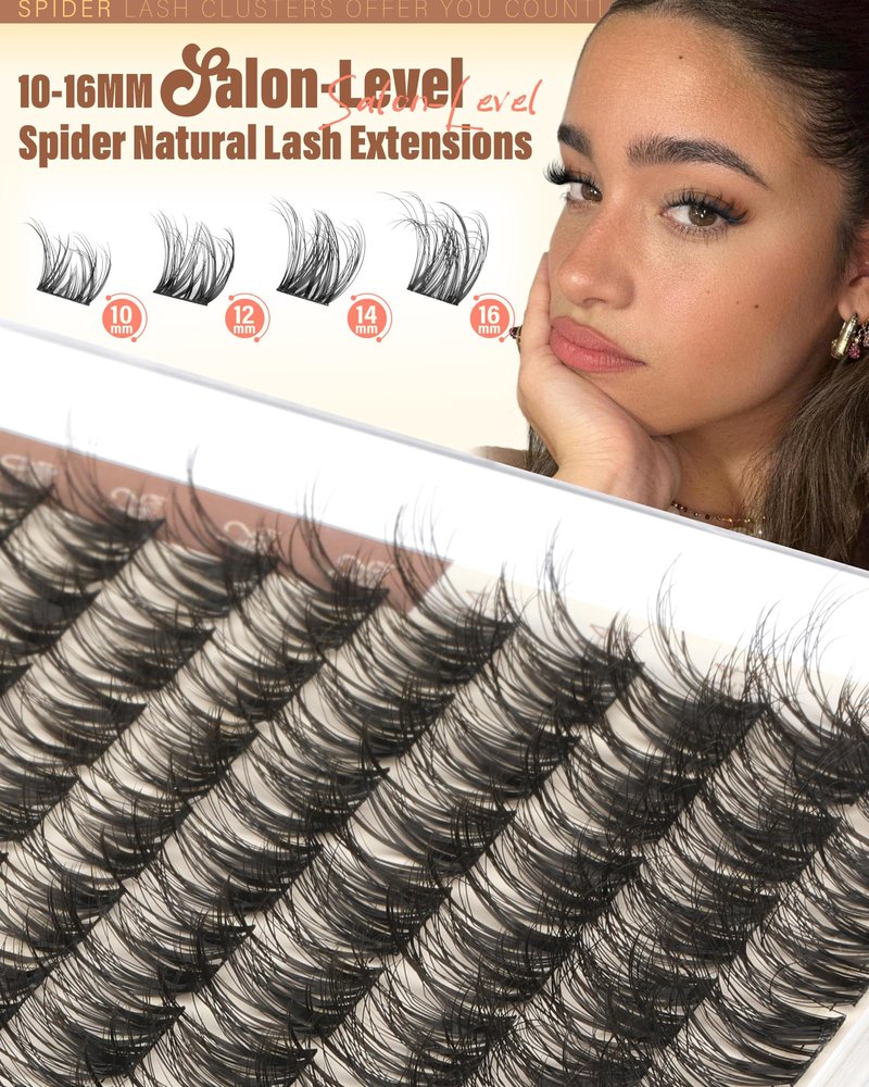 Spider Lashes Clusters Kit Natural Eyelash Clusters Kit Wispy Cluster Eyelash Extensions CD-Curly Breeze Cluster Lashes Kit Wispy Individual Lashes Kit With Lash Bond&Seal, Lash Tweezers by Zegaine