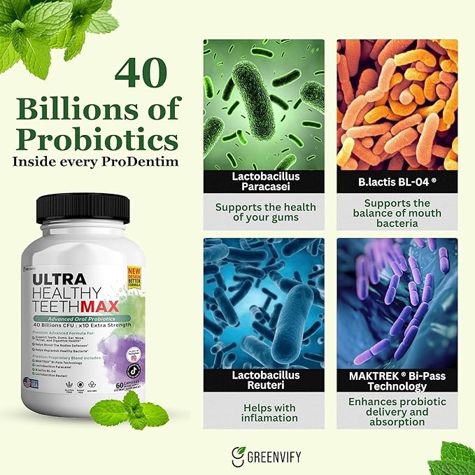Ultra Healthy Teeth Max Probiotic Supplement, 40 Billion CFU, 60 Capsules, Advanced Oral Health Formula (2)