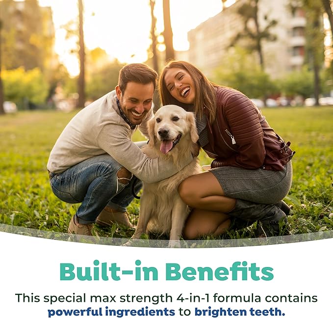 TropiClean Fresh Breath Advanced Whitening Water Additive for Dogs, Max Strength Dog Teeth Cleaning and Breath Freshener Solution, 33.8oz
