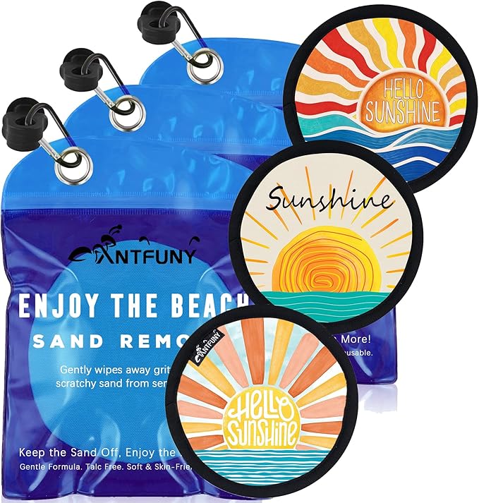 Antfuny 3 Pack Sand Remover for Beach Family Women Dog Beach Trip Essential Summer Vacation Must Have Travel Accessories Lake Day Necessities Cruise Ship Stuff Thing Need Gear Gift Sun Towel