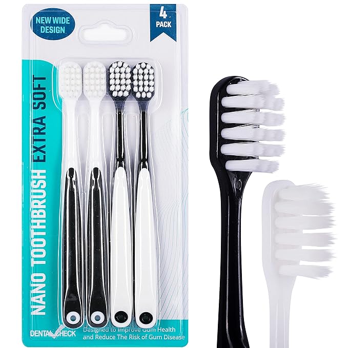 Extra Soft Toothbrush for Sensitive Gums - Ultra Soft Bristles, Perfect for Adults (4 Pack - Extra Wide)