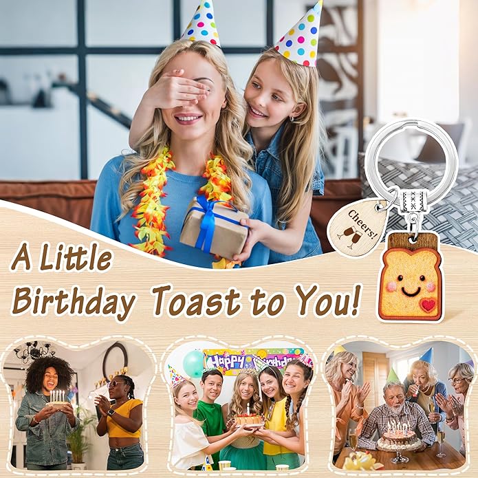Cute Toast Keychain for Girls, New Beginnings Gifts for Best Friend as Next Chapter Stuff, Cute Love Engagement Housewarming Birthday New Job Gifts for Coworker Couple Bestie Sister Parents