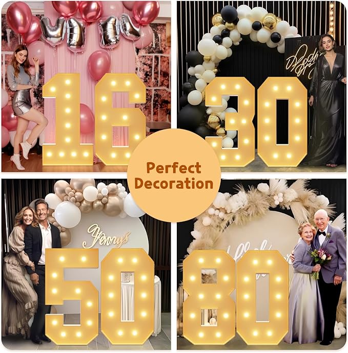 imprsv 4FT Light Up Numbers, Marquee Numbers 40th Birthday Decorations for Women Men, Large Light Up 40 Birthday Women Foam Board Anniversary Party Decorations Arch Kit (DIY)