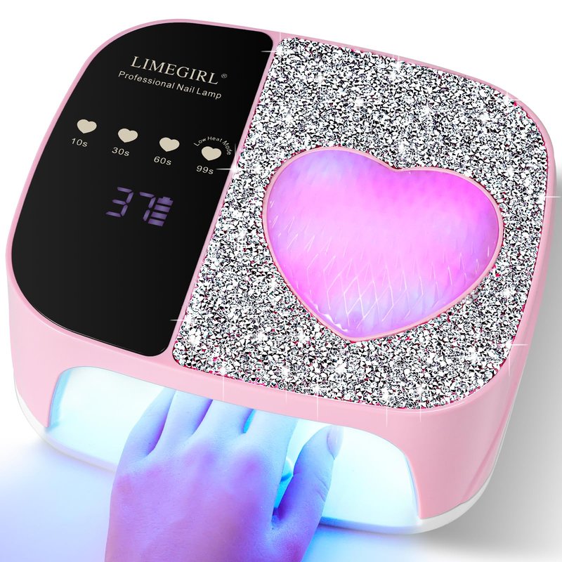LIMEGIRL UV LED Nail Lamp Kit for Gel Polish Professional Fast Curing Pink Dryer Light Set with 4 Timer Settings Cordless Rechargeable Nail Art Cure Machine for Manicure Pedicure at Home and Salon